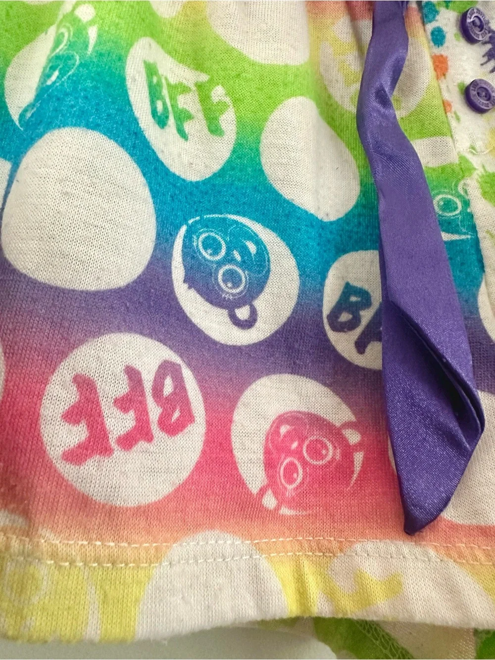 Y2K Justice Sleep Shorts 6/7 Rainbow BFF Pajama Lounge Shorts Coquette Kawaii
